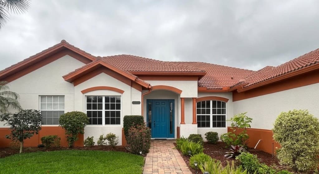 Home exterior after stucco painting